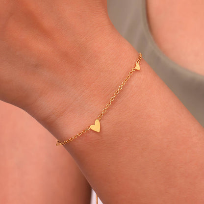 Hearts Bracelet 18K Gold Plated Steel