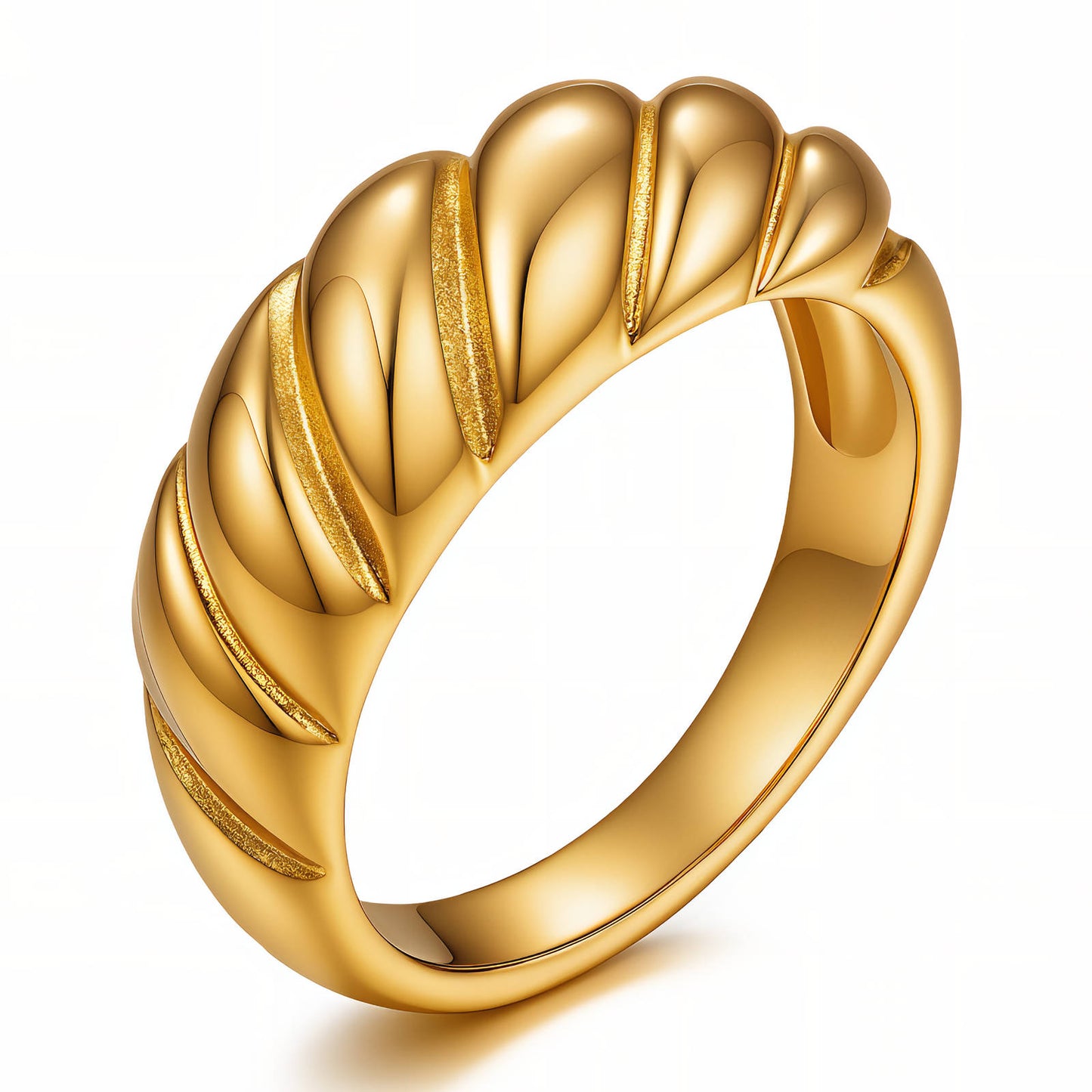 "Croissant" Ring, 18K Gold Plated Steel