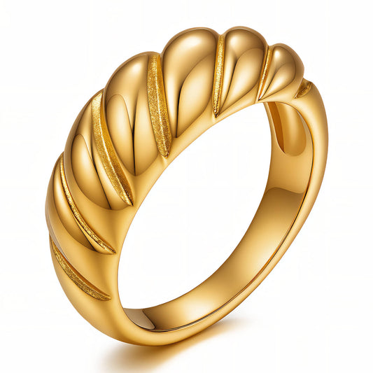 "Croissant" Ring, 18K Gold Plated Steel