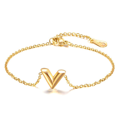 V Bracelet 18K Gold Plated Steel