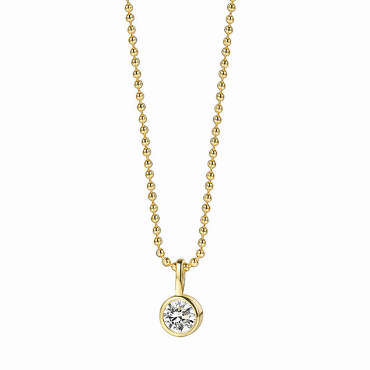 Round Water Droplets Zircon Pendant Necklace 18K Gold Plated Steel