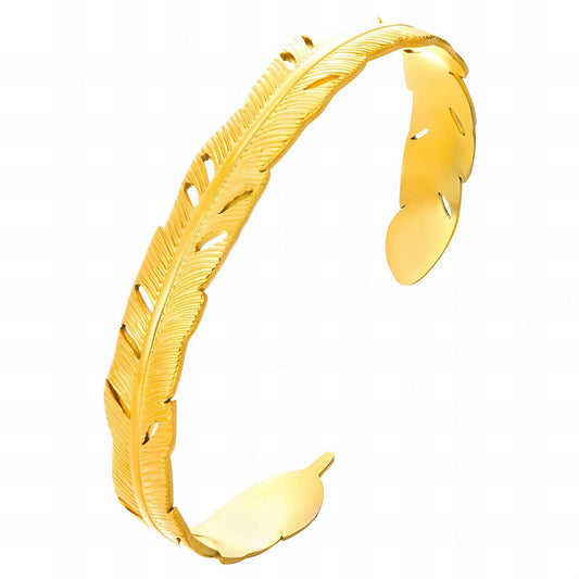 "Leaves" Bracelet, 18K Gold Plated Steel