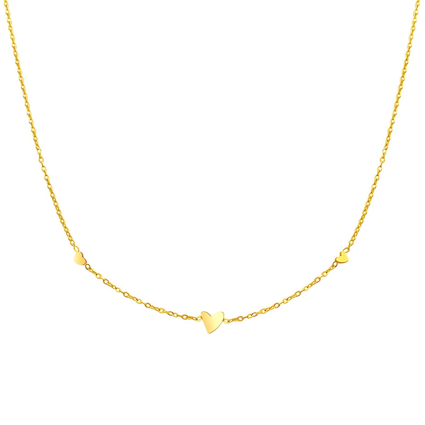 "Hearts" Necklace, 18K Gold Plated Steel