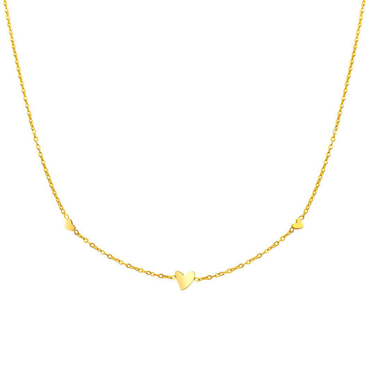 "Hearts" Necklace, 18K Gold Plated Steel