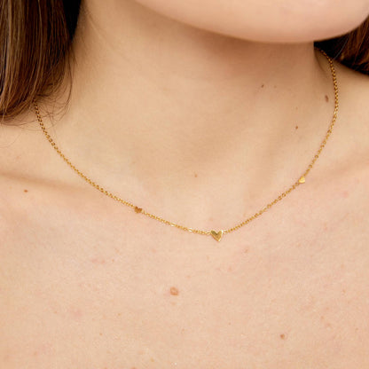 "Hearts" Necklace, 18K Gold Plated Steel