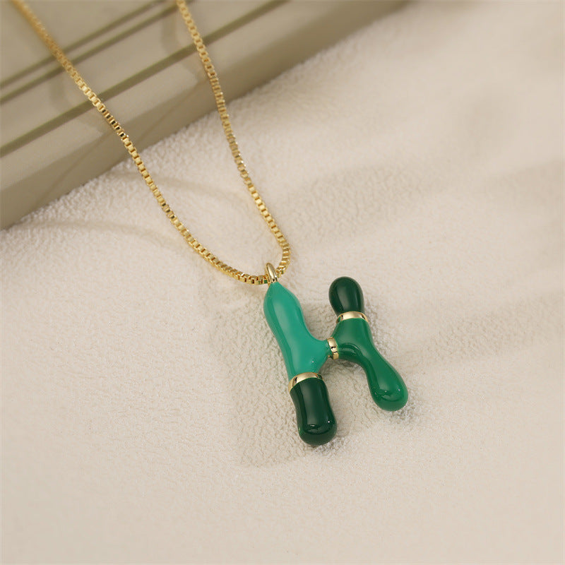 26 English Alphabet Pendant Necklace 18K Gold Stainless Steel