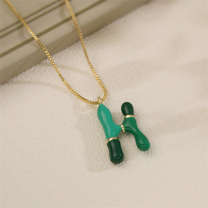 26 English Alphabet Pendant Necklace 18K Gold Stainless Steel