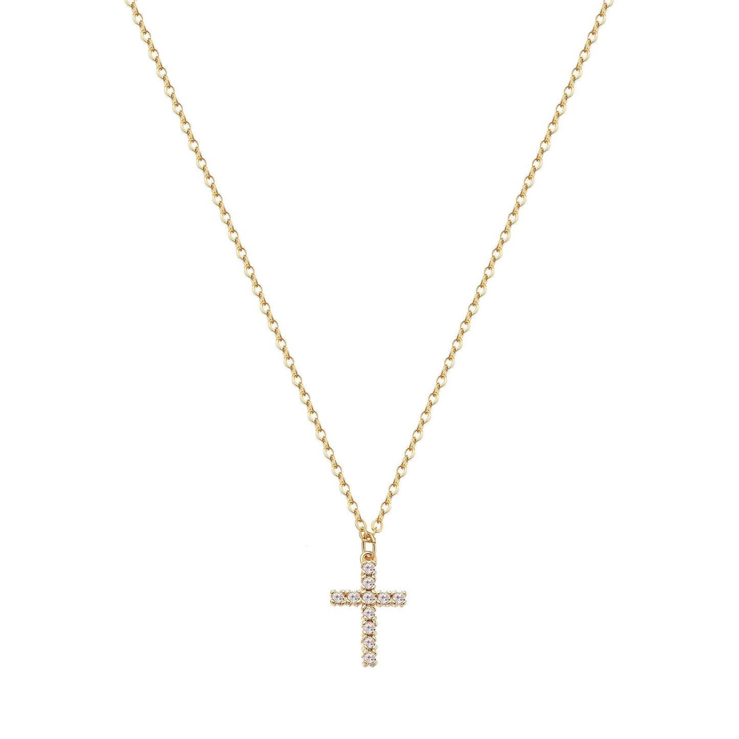 "Crosses" Necklace, 18K Gold Plated Steel