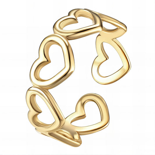 "Hearts" Ring, 18K Gold Plated Steel