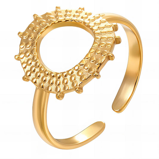 "Sun" Ring, 18K Gold Plated Steel