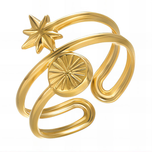 Flowers Ring 18K Gold Plated Steel
