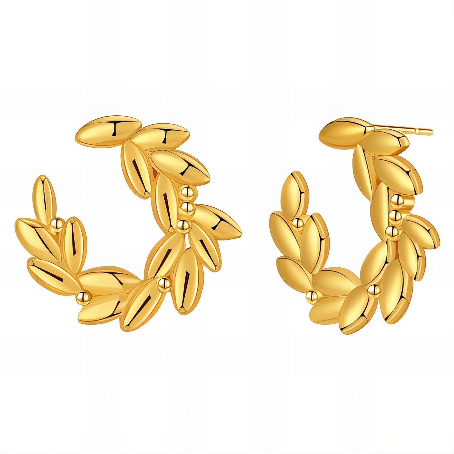 "Leaves" Earrings, 18K Gold Plated Steel