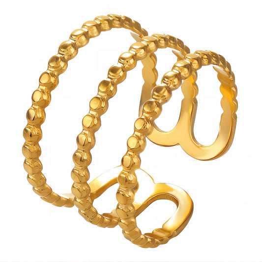 Ring, 18K Gold Plated Steel