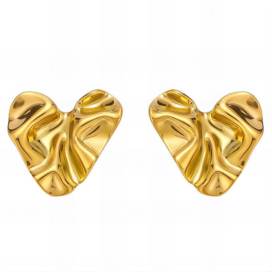 "Hearts" Earrings, 18K Gold Plated Steel