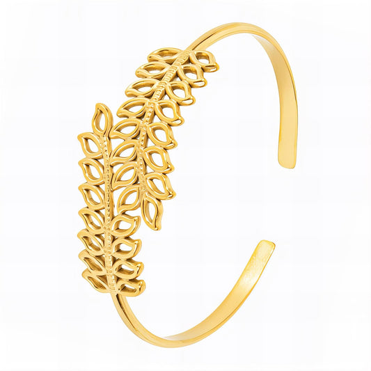 "Leaves" Bracelet, 18K Gold Plated Steel