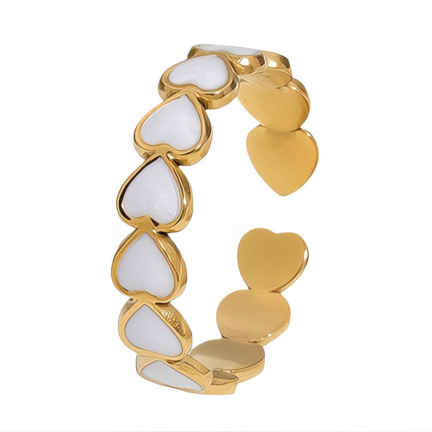 "Hearts" Ring, 18K Gold Plated Steel