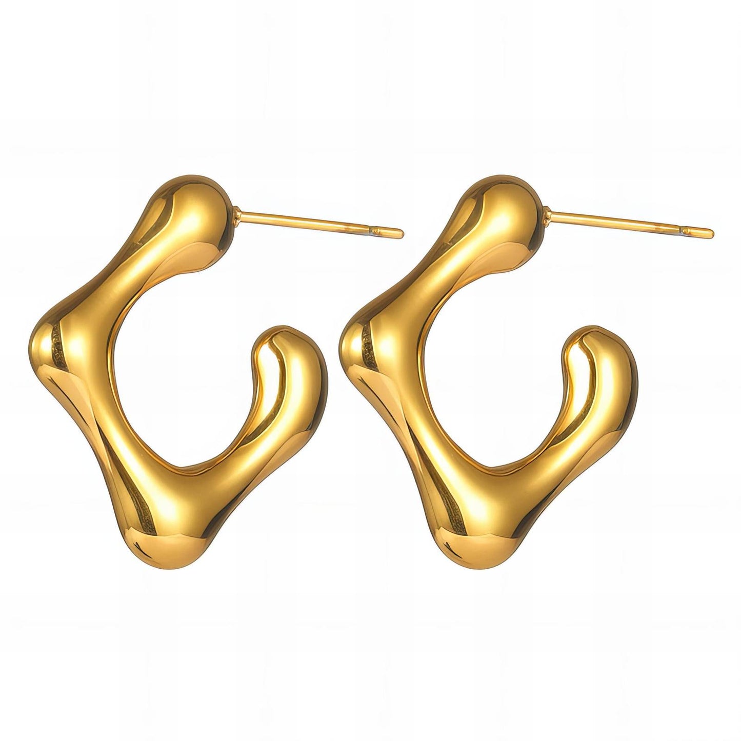 Earrings, 18K Gold Plated Steel