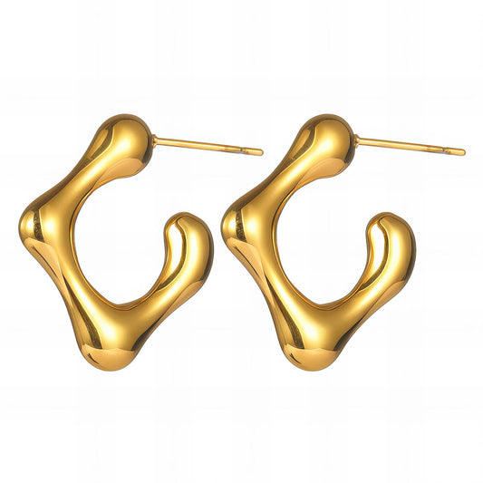 Earrings, 18K Gold Plated Steel