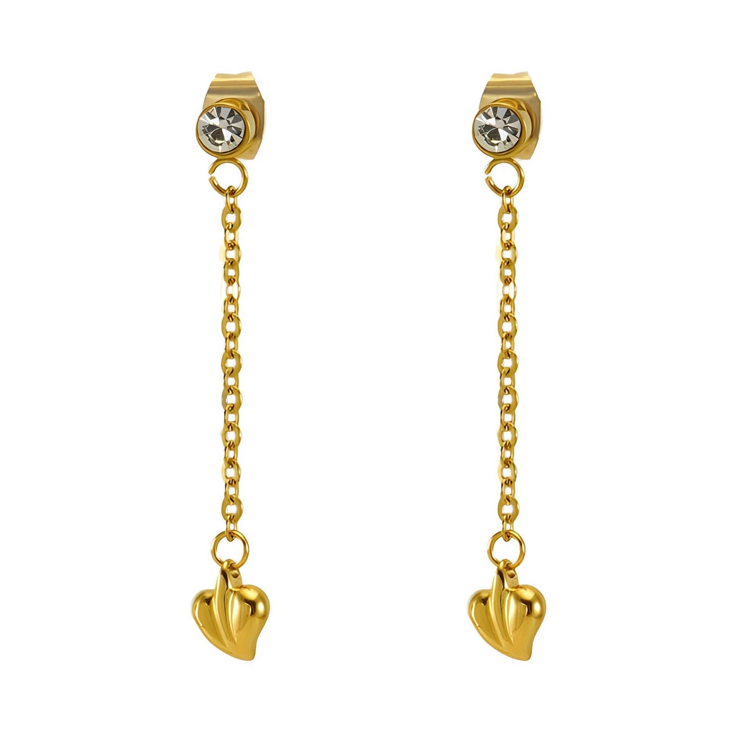 "Hearts" Earrings, 18K Gold Plated Steel