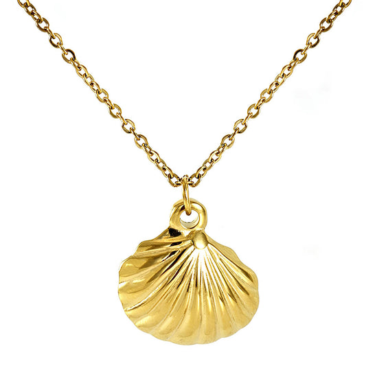 "Seashell" Necklace, 18K Gold Plated Steel