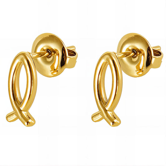 "Fish" Earrings, 18K Gold Plated Steel
