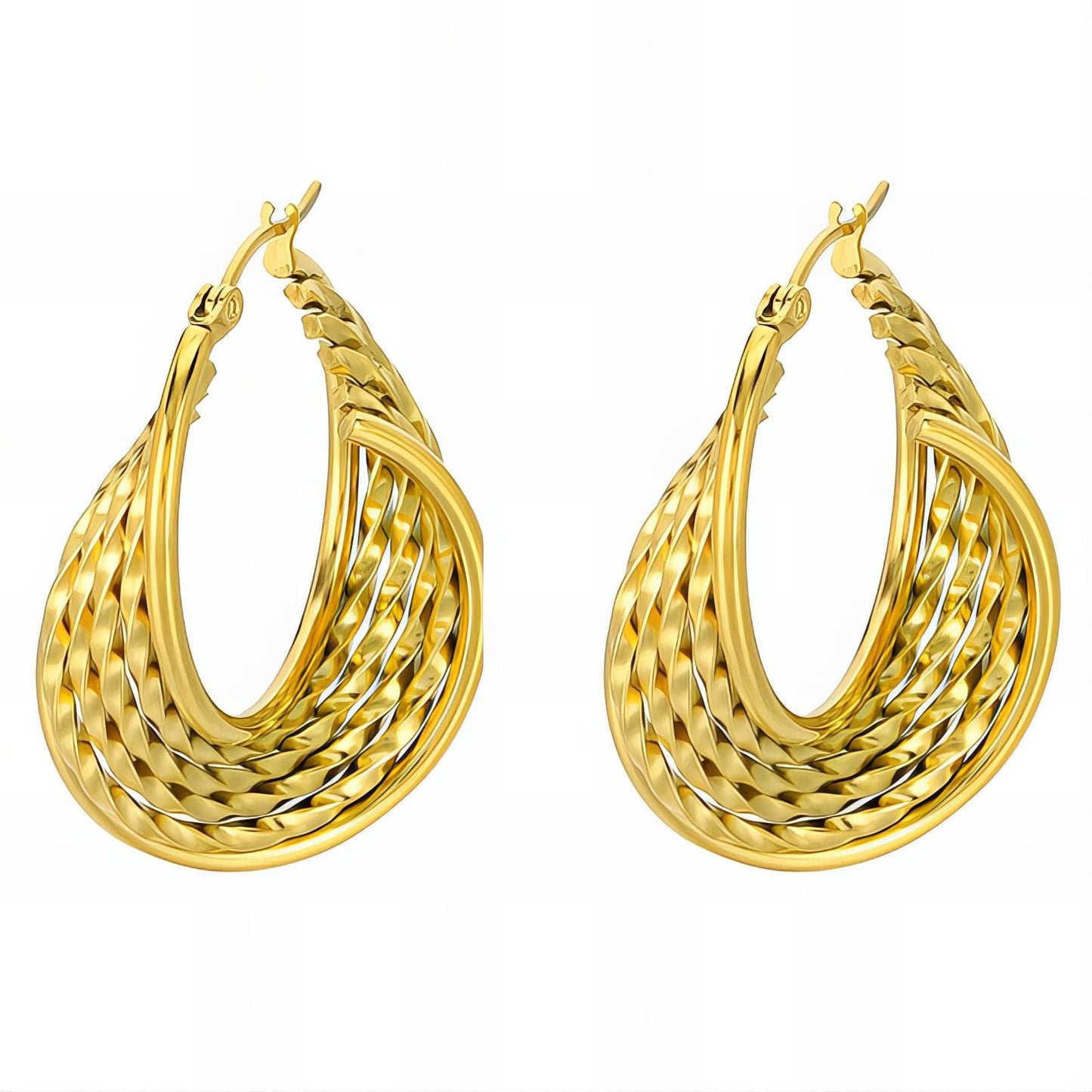 Earrings, 18K Gold Plated Steel