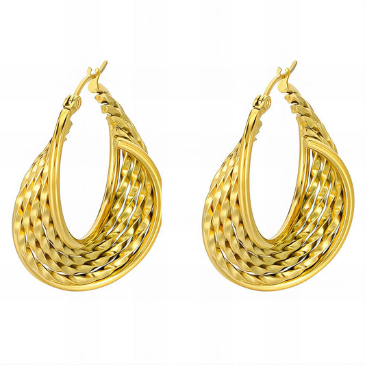 Earrings, 18K Gold Plated Steel