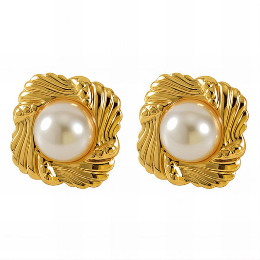 Earrings, 18K Gold Plated Steel