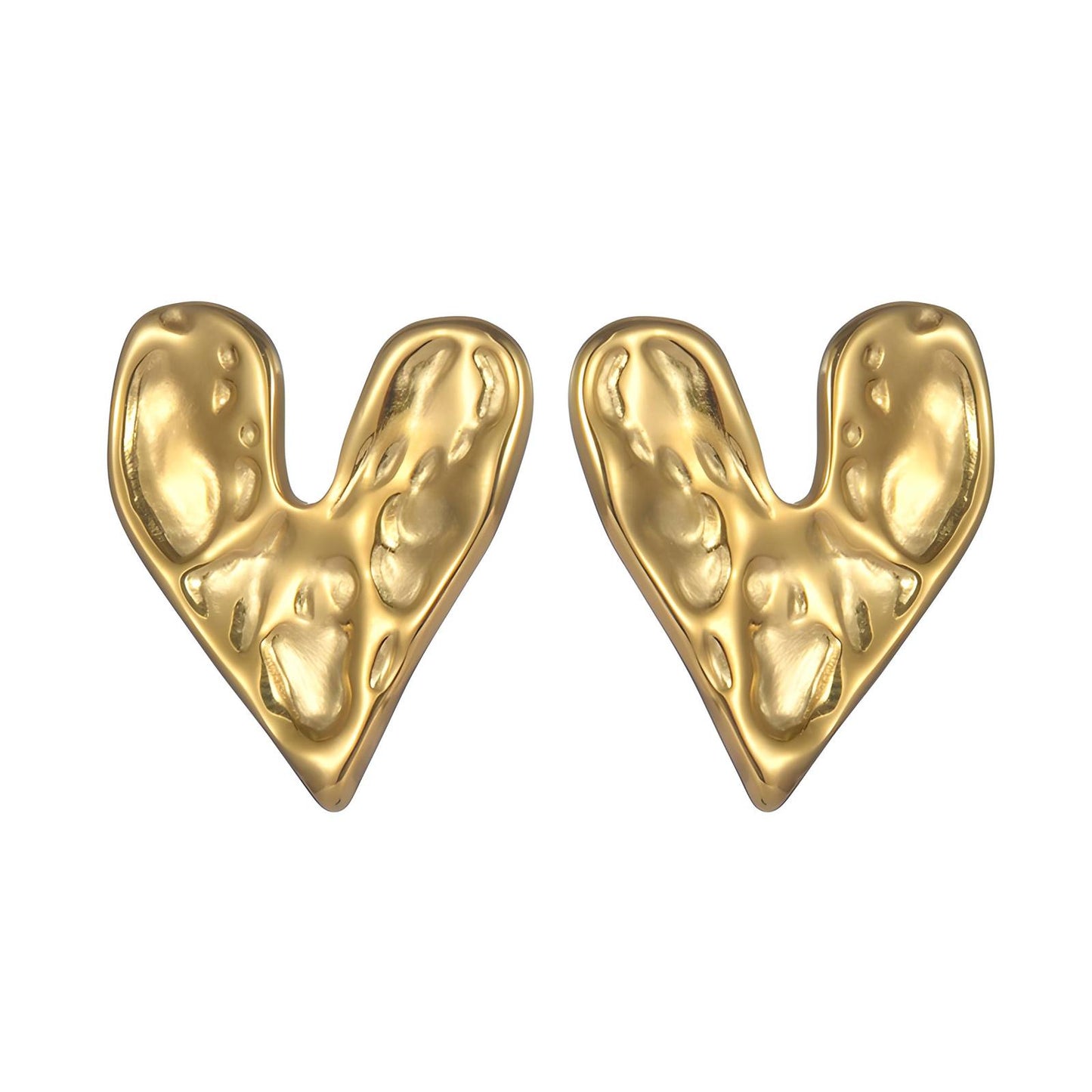 "Hearts" Earrings, 18K Gold Plated Steel