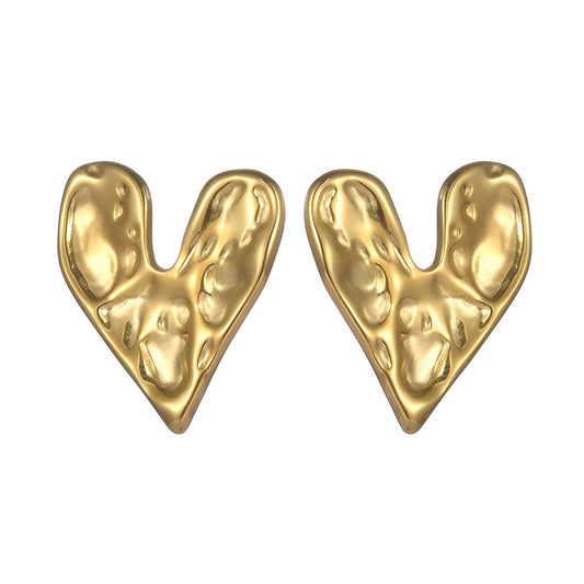 "Hearts" Earrings, 18K Gold Plated Steel