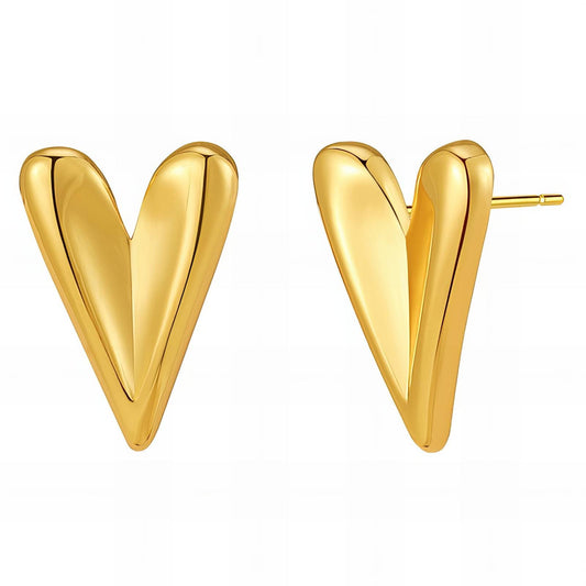 "Hearts" Earrings, 18K Gold Plated Steel