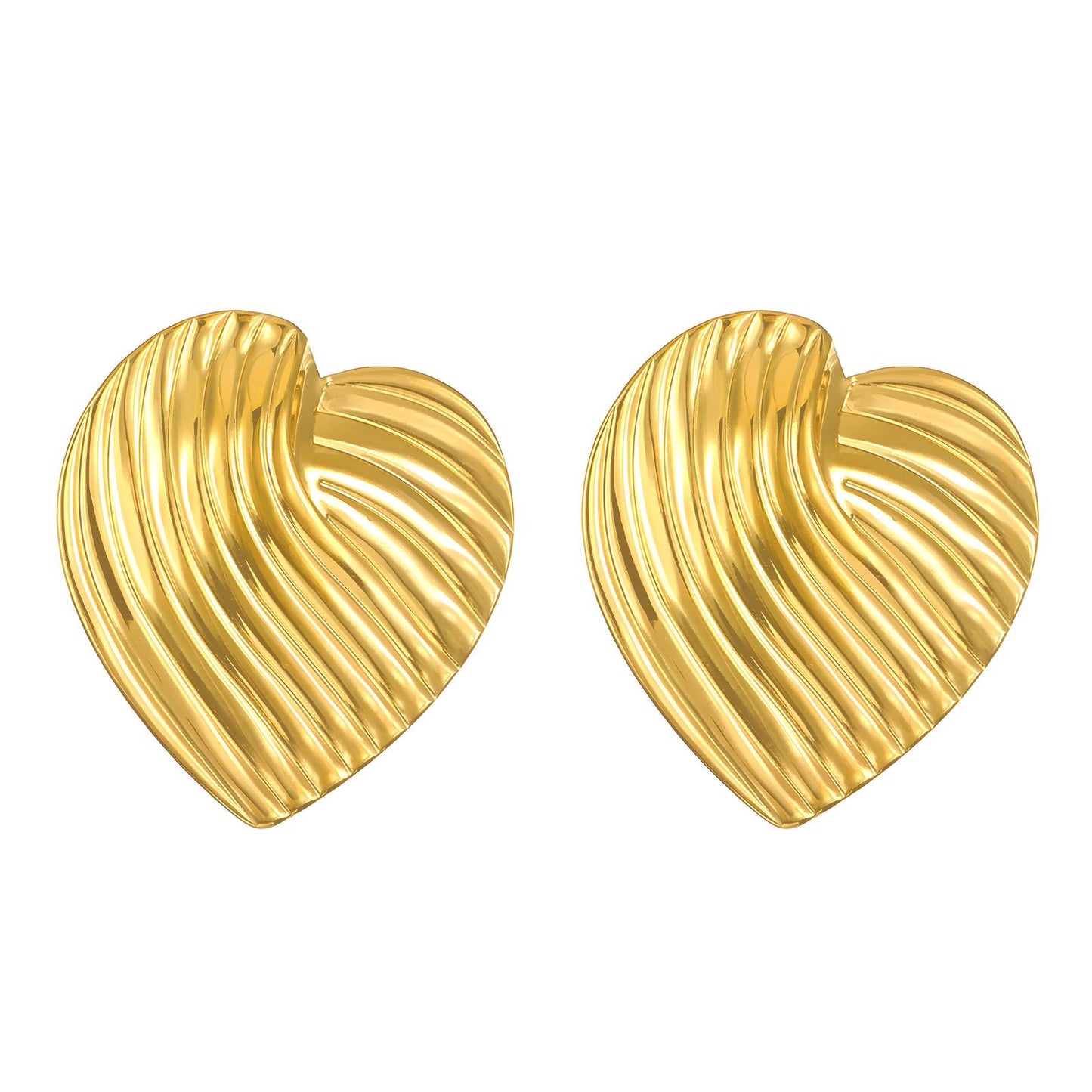 "Hearts" Earrings, 18K Gold Plated Steel