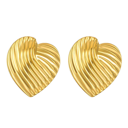 "Hearts" Earrings, 18K Gold Plated Steel