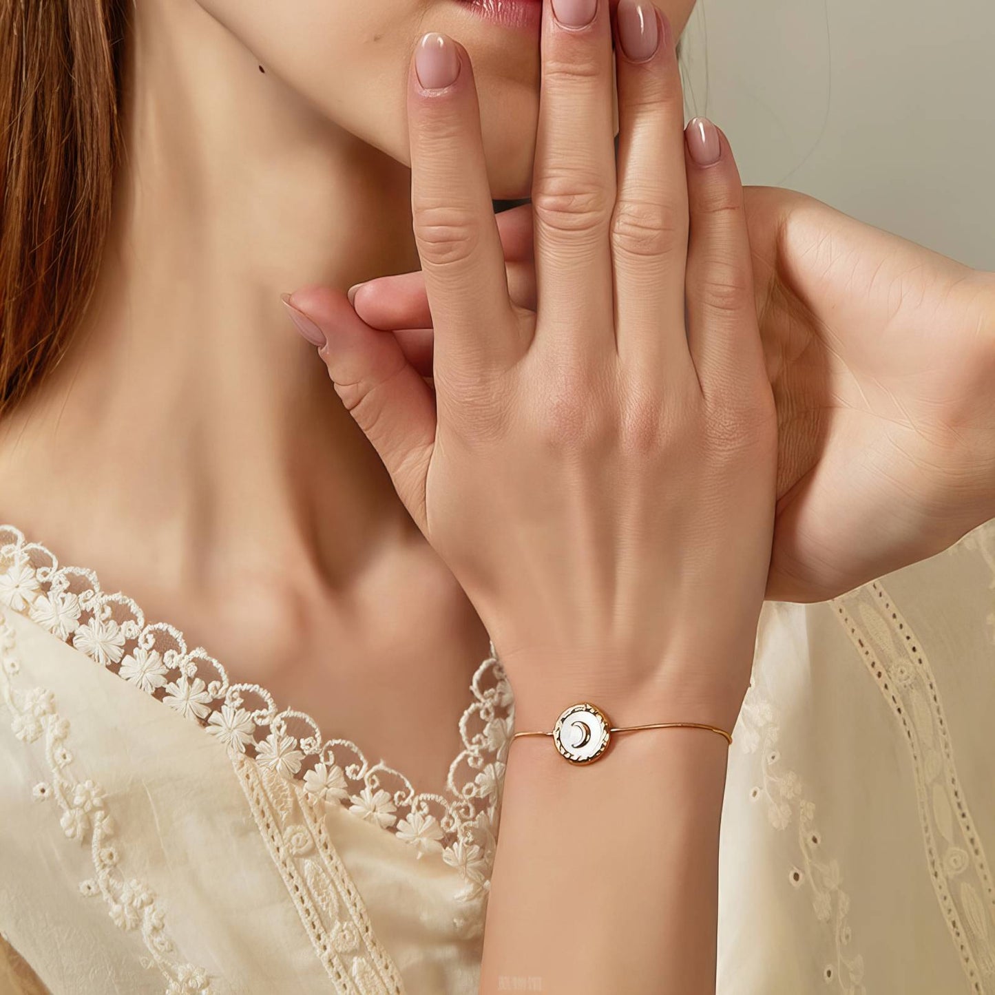 "Crescent" Bracelet, 18K Gold Plated Steel