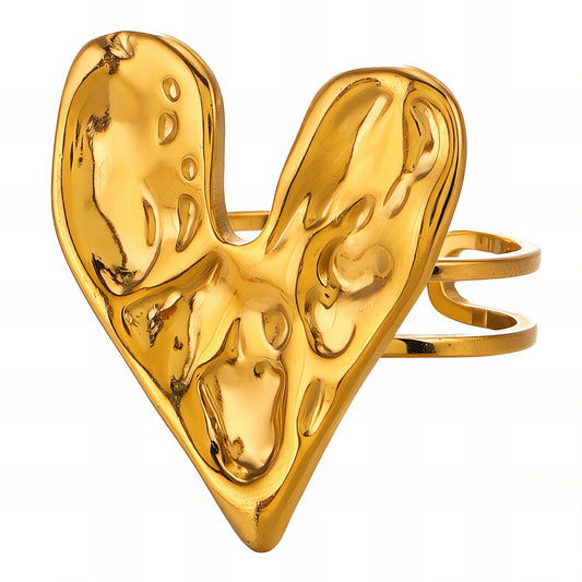 "Heart" Ring, 18K Gold Plated Steel