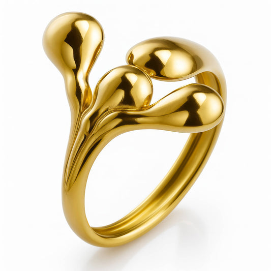 Ring, 18K Gold Plated Steel