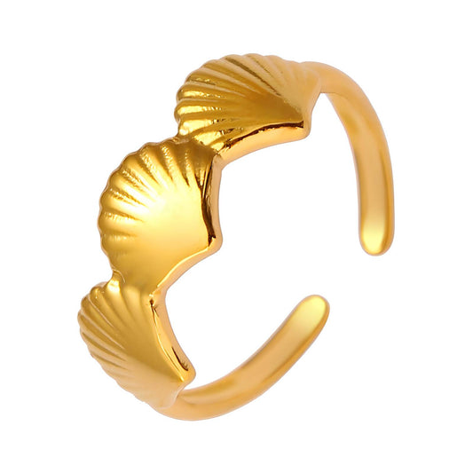 "Seashells" Ring, 18K Gold Plated Steel