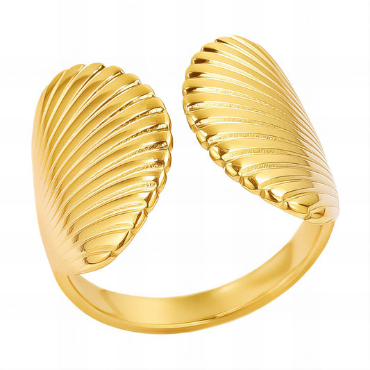 "Seashells" Ring, 18K Gold Plated Steel