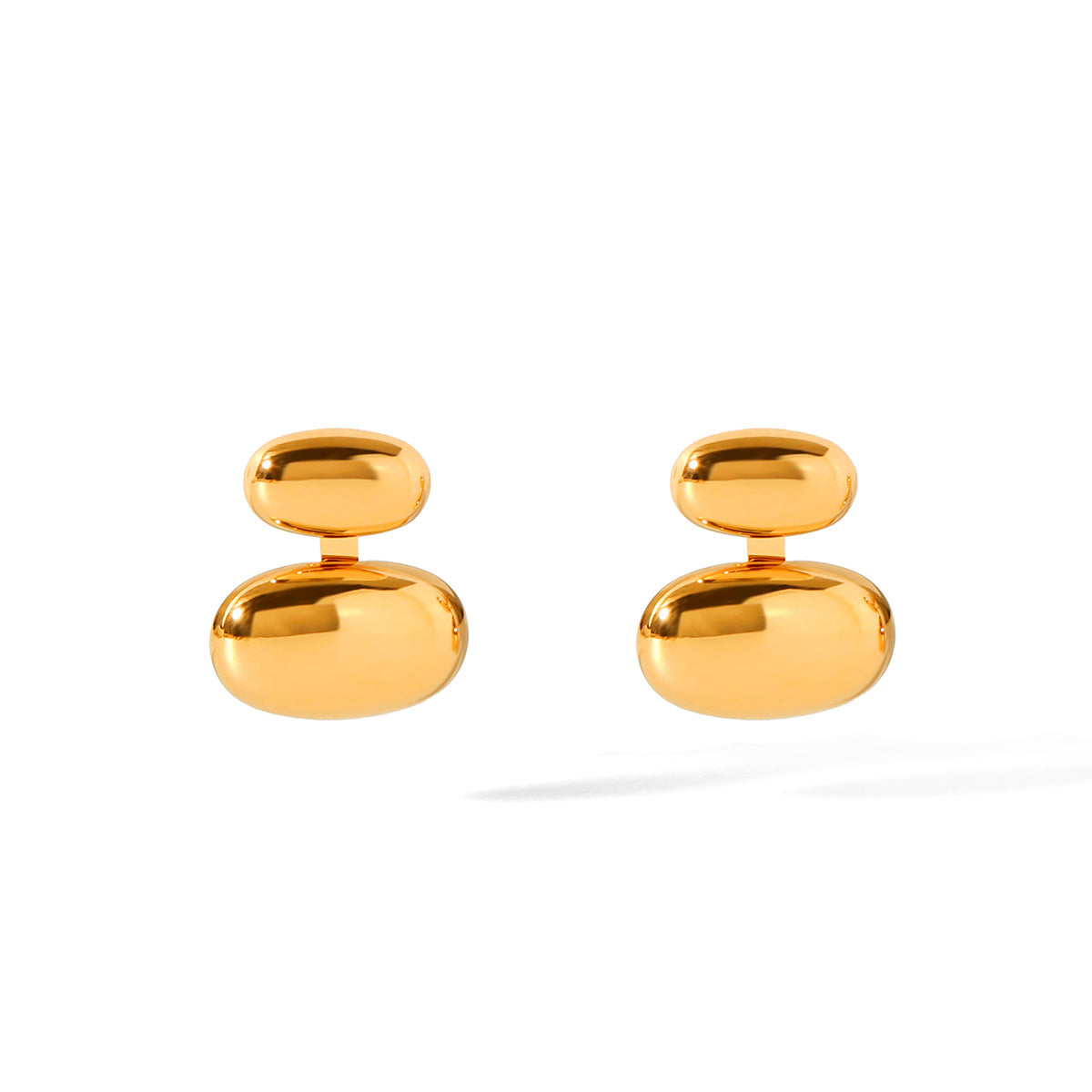Oval Ear Studs 18K Gold Plated Steel