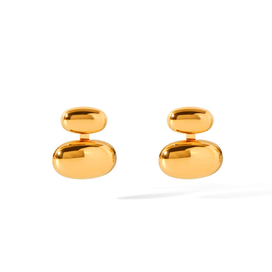 Oval Ear Studs 18K Gold Plated Steel