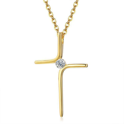 Cross Necklace 18K Gold Plated Steel