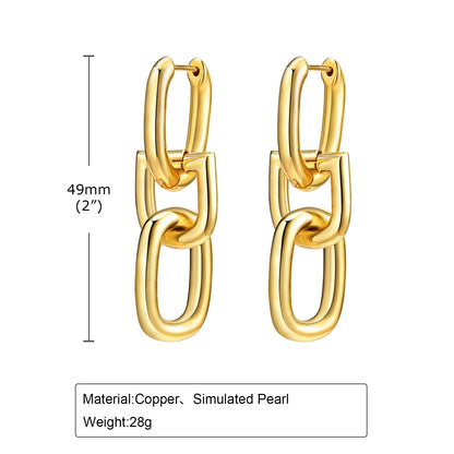 Drop Earrings 18K Gold Plated Steel