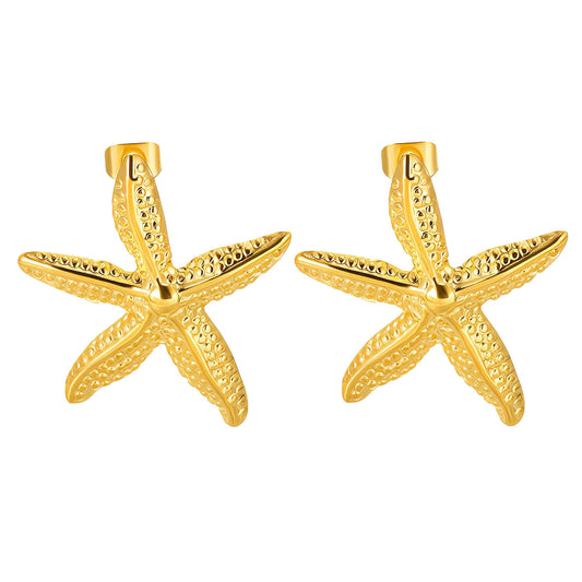 "Starfish" Earrings, 18K Gold Plated Steel