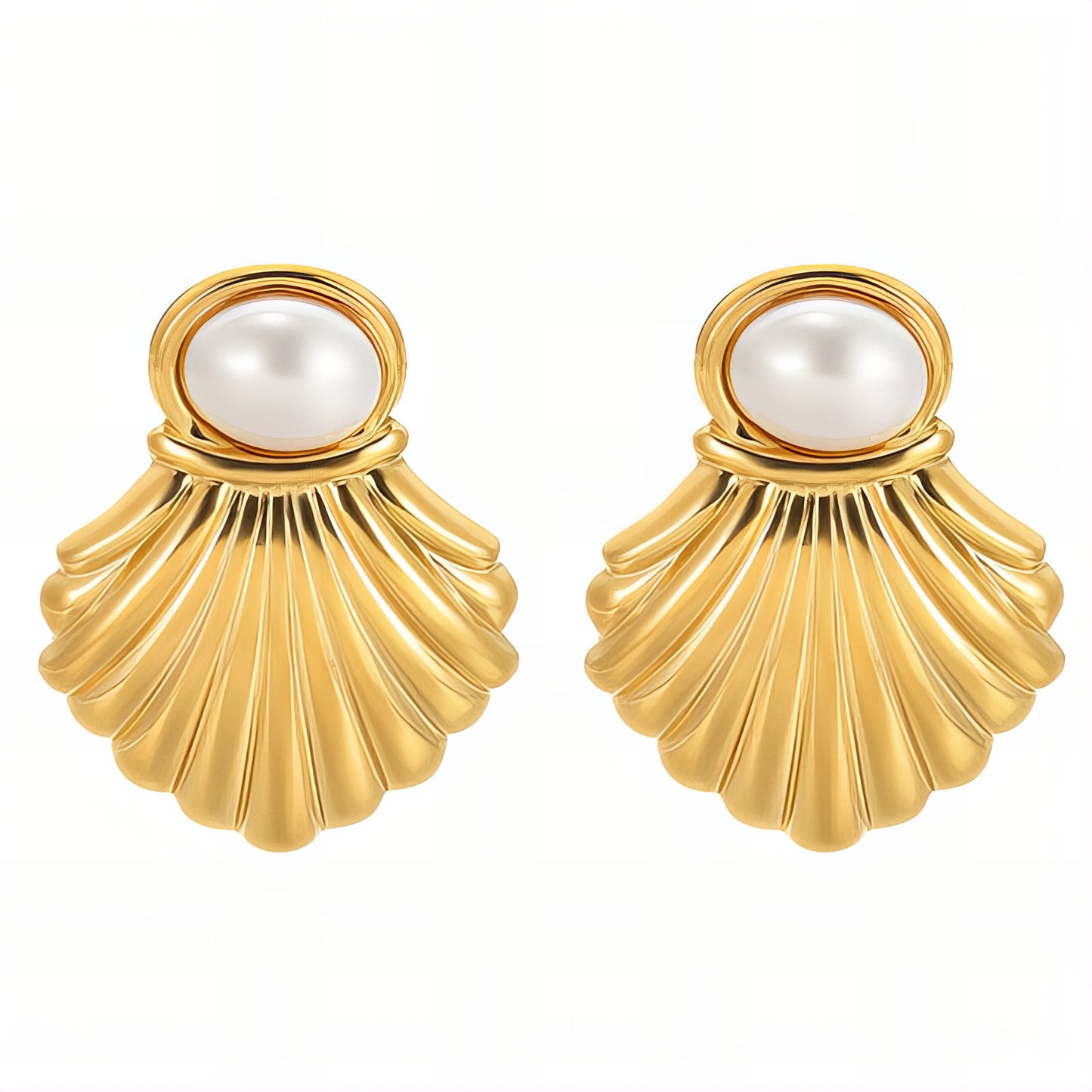 "Seashells" Earrings, 18K Gold Plated Steel