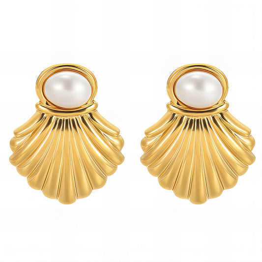 "Seashells" Earrings, 18K Gold Plated Steel
