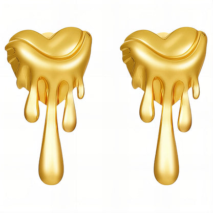"Hearts" Earrings, 18K Gold Plated Steel
