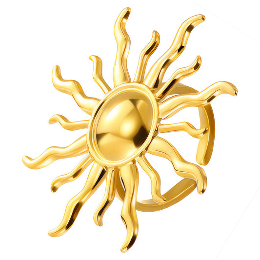 "Sun" Ring, 18K Gold Plated Steel