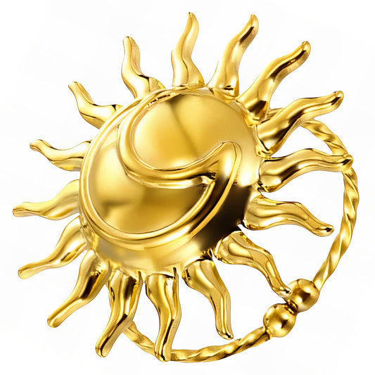 "Sun" Ring, 18K Gold Plated Steel