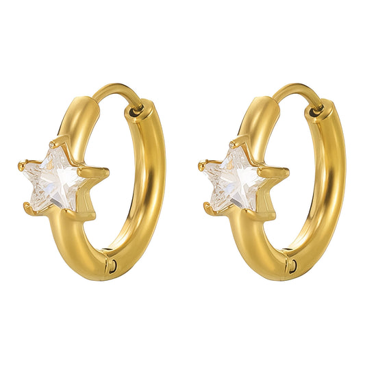 "Stars" Earrings, 18K Gold Plated Steel