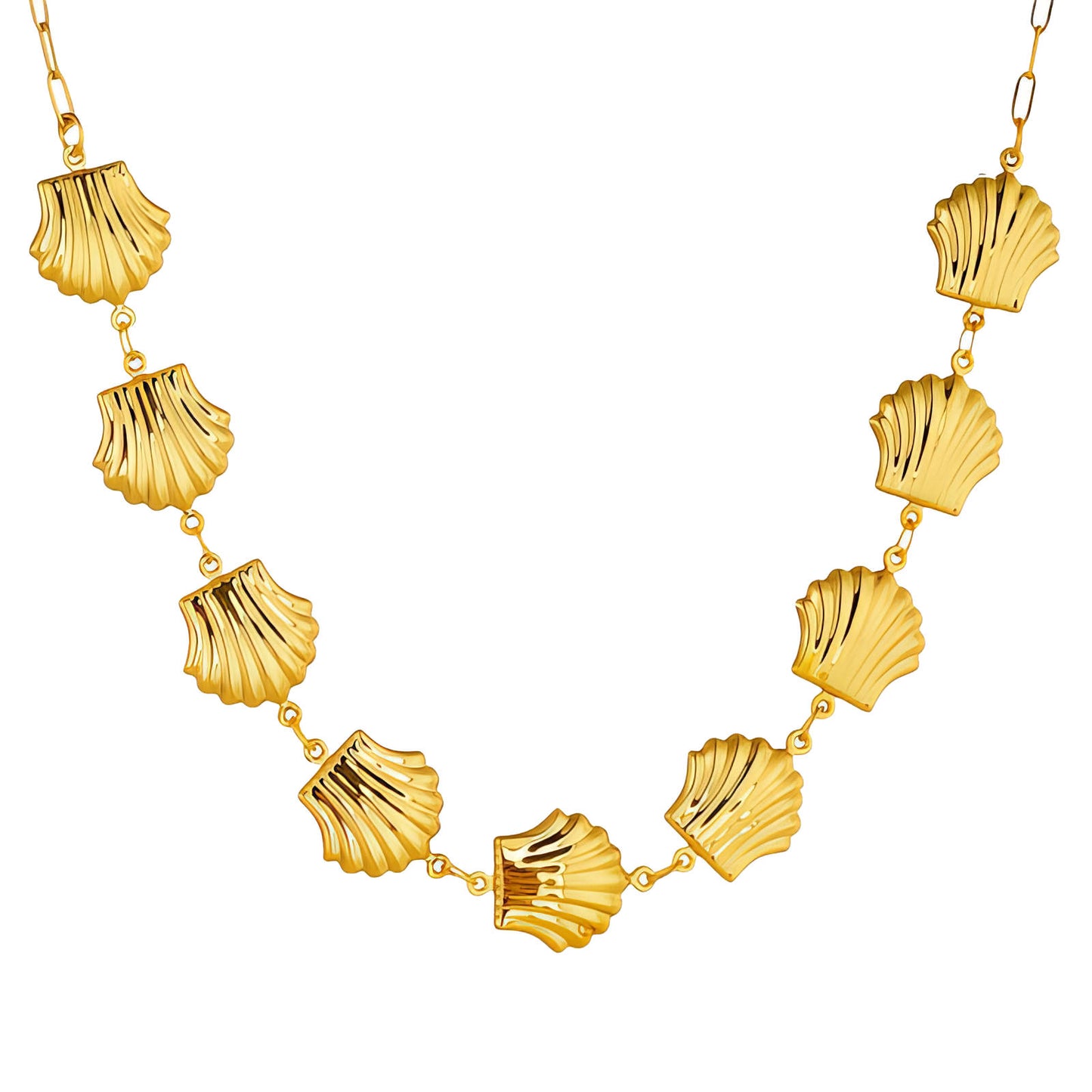 "Seashells" Necklace, 18K Gold Plated Steel